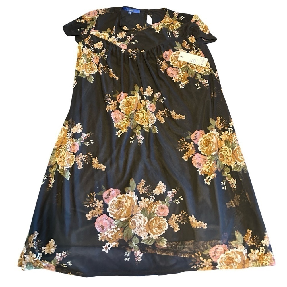 Apt. 9 Women’s Black Floral Dress (Size M - NWT) 💐